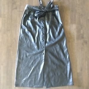 COPY - Simple Pleasures Black Vegan Leather Button-Front Midi Skirt NWT